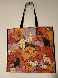 TJ Maxx Large Halloween ๐ Cat Kitty Shopping Bag Reusable Tote Purse Grocery - Picture 1 of 3