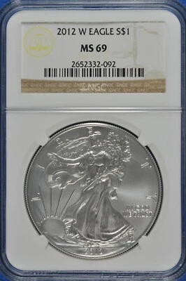 2012 W Burnished $1 Silver Eagle NGC MS 69 (Brown Label) - Image 1 of 2