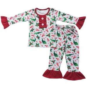 Little Toddler Girls Pink Bow Flowers Print Zippy Pullover Top Bell Pants Set - Picture 1 of 8