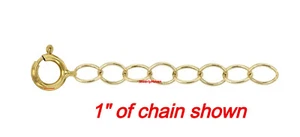 18k 3mm LIGHTWEIGHT Cable Yellow Gold 6mm Spring Ring 3" Chain Extender Safety - Picture 1 of 4