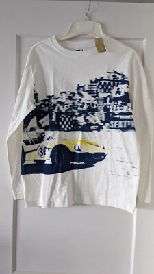 Camiseta Crazy 8 Niños Manga Larga Blanco Coche de Carreras L Nueva Con Etiquetas Foto 1 de 2