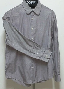 Perry Ellis Men’s Size XL Striped Brown Long Sleeve Button Down Dress Shirt - Picture 1 of 6