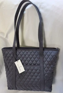 Vera Bradley Small Vera Tote Bag, Carbon Gray Microfiber, New with Tags - Picture 1 of 8