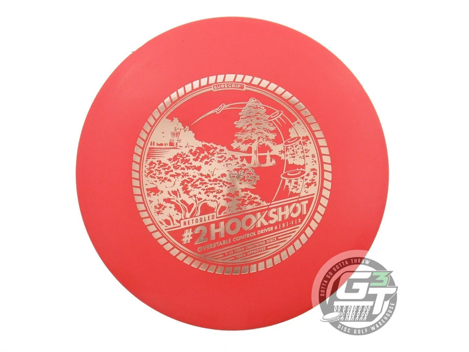 NEW Lightning SureGrip #2 Hookshot 146g Red Gold Foil Fairway Driver Golf Disc - Image 1 of 1
