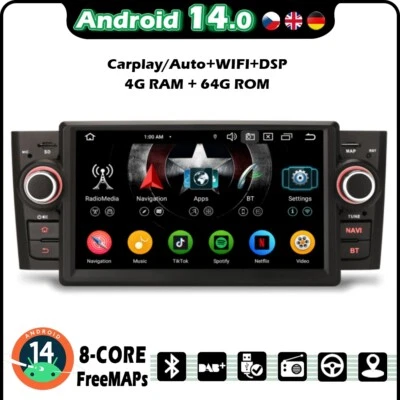 64GB Android 14 Autoradio Carplay GPS Radio Touchscreen Fiat Linea Grande Punto - Bild 1 von 4
