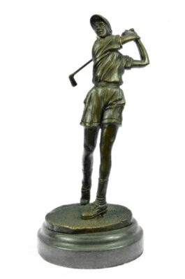 Lady Female Golfer Golf Sport Trophy Award Bronze Sculpture Statue Figure Decor - Image 1 of 4
