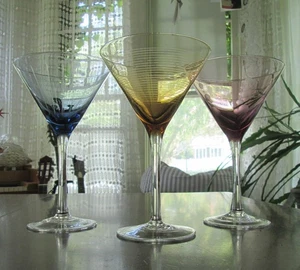 Set of Three Mikasa Cheers Colors Martini Glasses VHTF - Picture 1 of 11