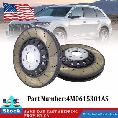 Par de rotores de disco de freno delanteros ventilados de 375 mm rendimiento para Audi A6 A8 Q7 Q8 17-21 Foto 1 de 4