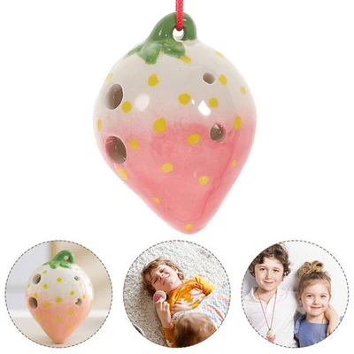  Ceramic Ocarina 6 buchi Ocarina Strawberry Shape Promorner Praticare Strumento - Image 1 of 4