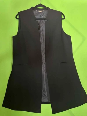 Jaqueta DKNY Feminina Blazer Tamanho 14 Colete Sem Mangas Forrado Preto Festa Profissional - Imagem 1 de 4