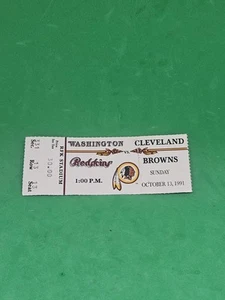 REDSKINS VS BROWNS TICKET 10/13/91 Bill Belichick Rookie Season - Picture 1 of 2