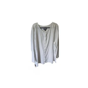 🆕️Tahari 100% linen striped Long-Sleeve blouse sz 3X - Picture 1 of 4