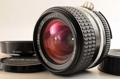Nikon Ai-S Nikkor 28mm F2.8 MF Wide Angle Lens F Mount +HN-2 Hood TOP MINT Japan - Image 1 of 4