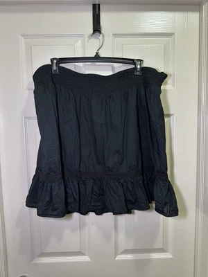 Falda Campesina ELLE Boho Fluida Crochet en Niveles Talla 2X Forrada Negra Elástica Calada Foto 1 de 4