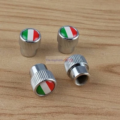 4 шт хромированных металлических колпачка на штоки клапанов воздушных шин с итальянским флагом IT роскошные Fiat - Изображение 1 из 4