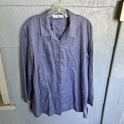 Marisa Christina Tunic Top Jacket Women's Large Gray 100% Linen Button Up - Image 1 of 4