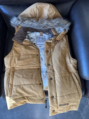 Burton сноуборда изолированный пуховик жилет с капюшоном съемный капюшон искусственного меха средний - Изображение 1 из 4