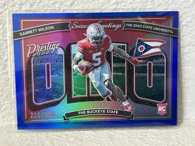 Garrett Wilson 2022 Panini Prestige Blue Season Greetings  /299 RC Jets #SG-7 - Image 1 of 4