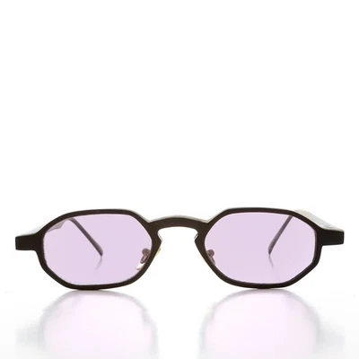 黑色 Micro Hexagon 复古 90 年代太阳镜紫色镜片-费拉罗 — 第 1/3 张图片