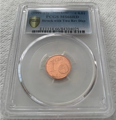EURO CENT MULE - struck with 2 reverse dies - PCGS MS-66RED - Image 1 of 3