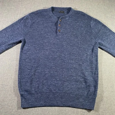 J. Crew Mens Blue Cotton Knit 3 Button Henley Long Sleeve Shirt - Image 1 of 4