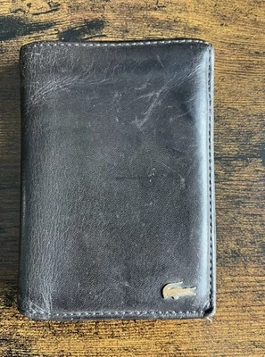 Portefeuille en cuir marron Lacoste homme - Photo 1/4