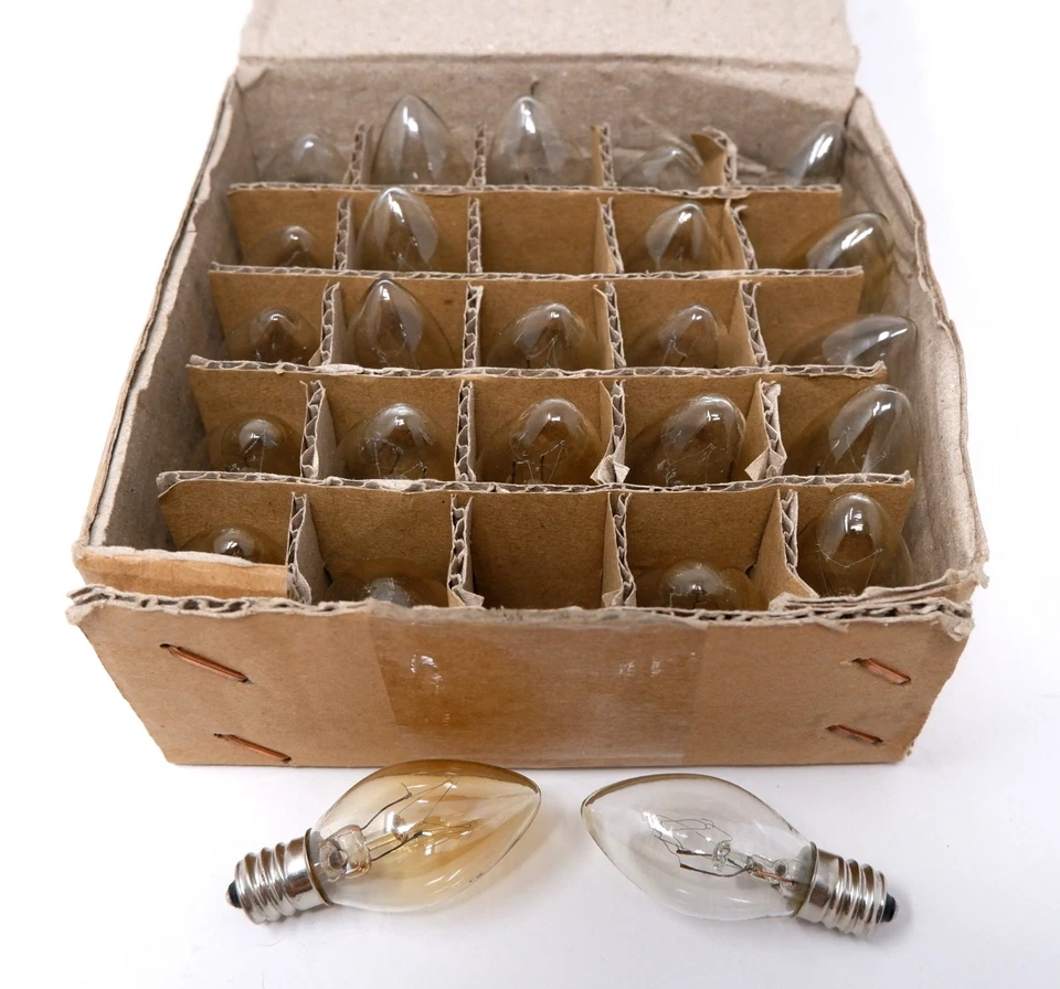 TRIANGLE BULBS T20421 7W 130V C7 CLEAR NIGHT LIGHT BULB 130V, 25 PACK - NICE! - Image 1 of 1