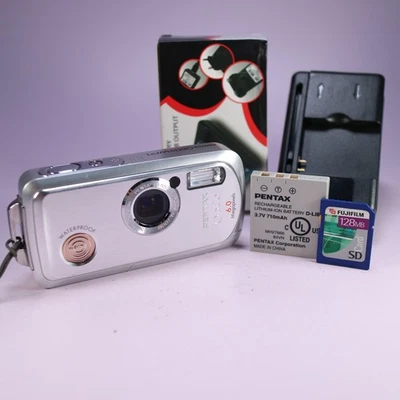 Pentax Waterproof Digital Camera Optio WPi 6.0MP Silver Tested Full Working Set - Image 1 of 4