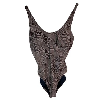 Traje de baño de una pieza prAna para mujer M tostado negro ondulado a rayas Foto 1 de 4