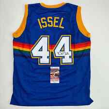 Autographed/Signed Dan Issel Denver Blue Retro Rainbow Basketball Jersey JSA COA