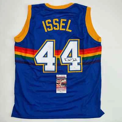 Autographed/Signed Dan Issel Denver Blue Retro Rainbow Basketball Jersey JSA COA - Image 1 of 4