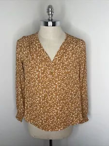 Neu Nordstrom Pleione Blumenbluse Größe S Rost Senf gelb V-Ausschnitt - Bild 1 von 10