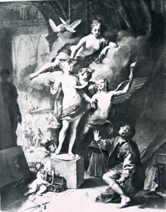 HÜBSCHER NACKTER AKT MÄDCHEN FRAUEN BRÜSTE CHERUB BABY GÖTTIN VENUS ~ 1892 Kunstdruck - Bild 1 von 1