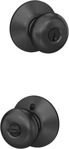 Schlage Plymouth Door Knob, Keyed Entry Lock, Matte Black - Picture 1 of 6