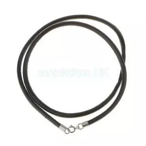 Sterling Silver Leather Cord Necklace Chain Pendant Choker Clasp 2mm 3mm - Picture 1 of 24