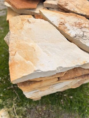 18 m 2 Mauersteine Trockenmauerstein Wasserbausteine Bruchstein Sandstein gelb - Bild 1 von 4