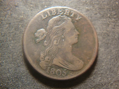 1805 VF XF Bold Date Smooth Flan Draped Bust Large Cent RXR AZX Cover