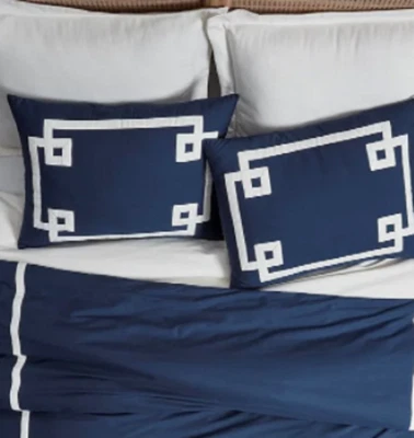 Noble Excellence вилла новый $89 греческий ключ KING SHAM 2-PK подушка чехол темно-синий новый с Ярлыками - Изображение 1 из 4