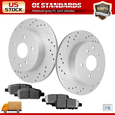 Rear Drilled Disc Rotors Ceramic Brake Pads for Nissan Rogue Select Juke X-Trail - Изображение 1 из 4