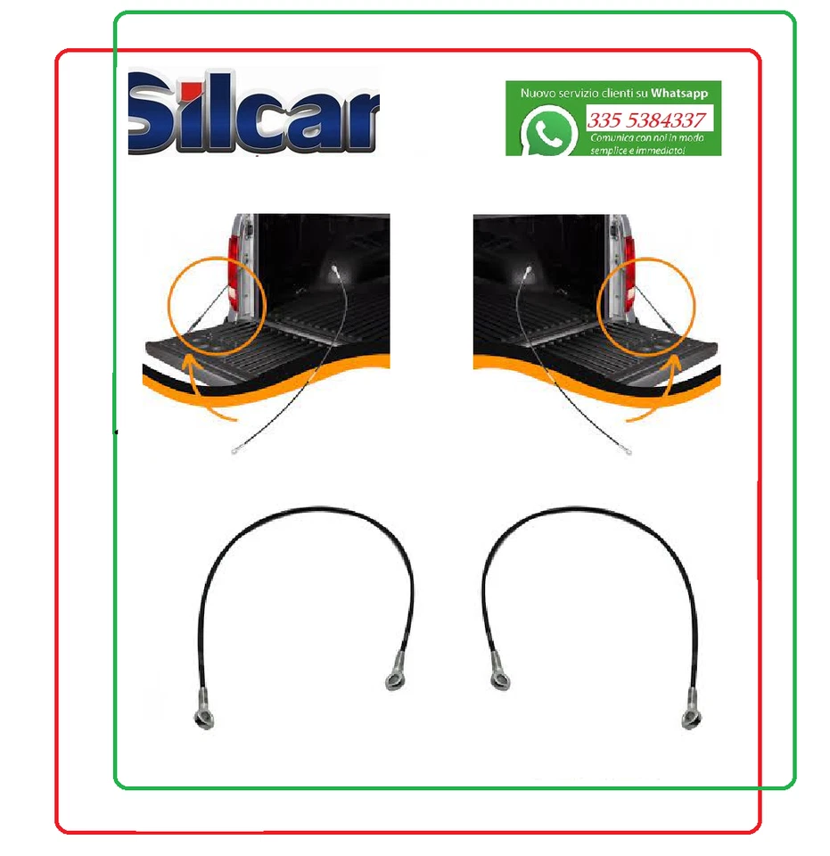 2 X TIRANTI PORTA PARETE POSTERIORE SPONDA BILATERALI PER  FIAT STRADA 46548662 - Immagine 1 di 4