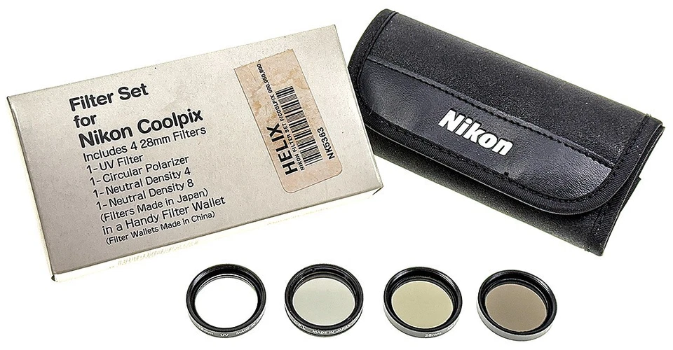 Nikon 28 mm Filter Kit For CoolPix Cameras  UV   ND4   ND8   C-PL  NOS Open Box - Image 1 of 1