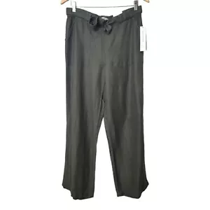 NWT Coldwater Creek Linen Blend Green Natural Fit Wide Leg Pants Size M - Picture 1 of 8
