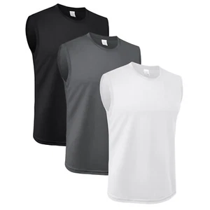 3 Pack Men’s Tank Tops Quick Dry Gym Sleeveless Muscle T Shirts Fitness Running - Picture 1 of 26