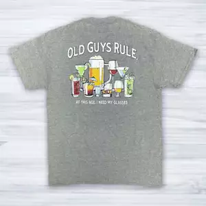 New OLD GUYS RULE T SHIRT- AT THIS AGE I NEED MY GLASSES Wine Glasses - Picture 1 of 1