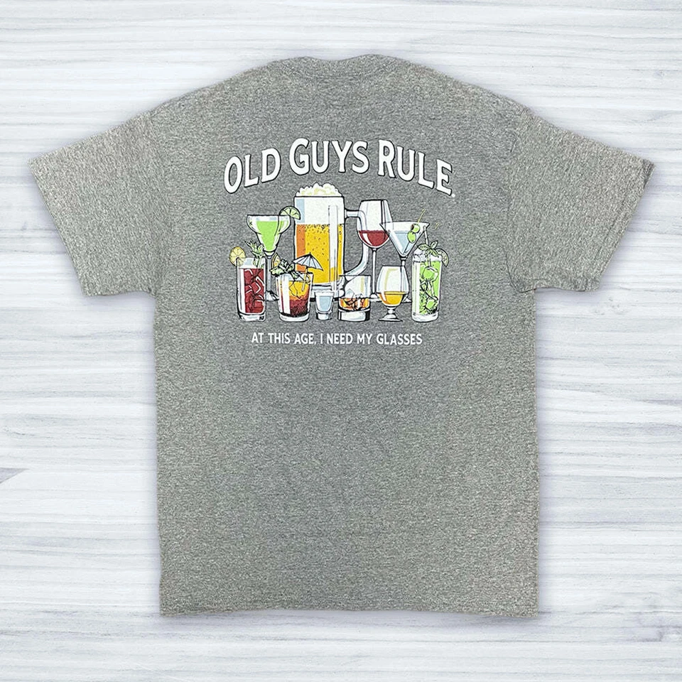 Nueva CAMISETA OLD BOYS RULE - A ESTA EDAD NECESITO MIS COPAS Copas de Vino Foto 1 de 1