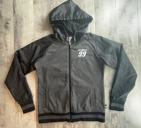 Edwards 99 Nascar Womens XL Jacket Hooded Zip Up Gray Chase Authentics Fitted Cover