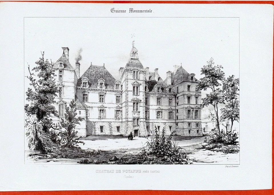 GU94-GRAVURE ORIG-CHÂTEAU DE POYANNE-TARTAS-LANDES-[LEMERCIER] - Photo 1/1