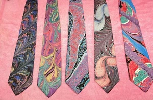 5 New Without Tags 90s Vintage Marblesque 100% Silk  Men’s Tie - Picture 1 of 6