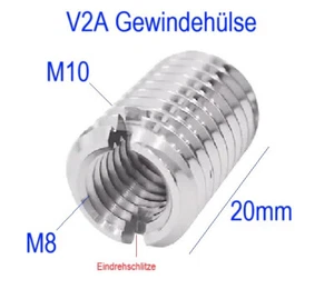 V2A Gewindehülse Adapter M10 auf M8 20mm Gewindeadapter M8 auf M10 - Bild 1 von 1