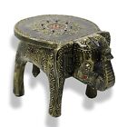 Hand-Painted Wooden Elephant Shape Stoo lChair, Cum Side Table Antique Black